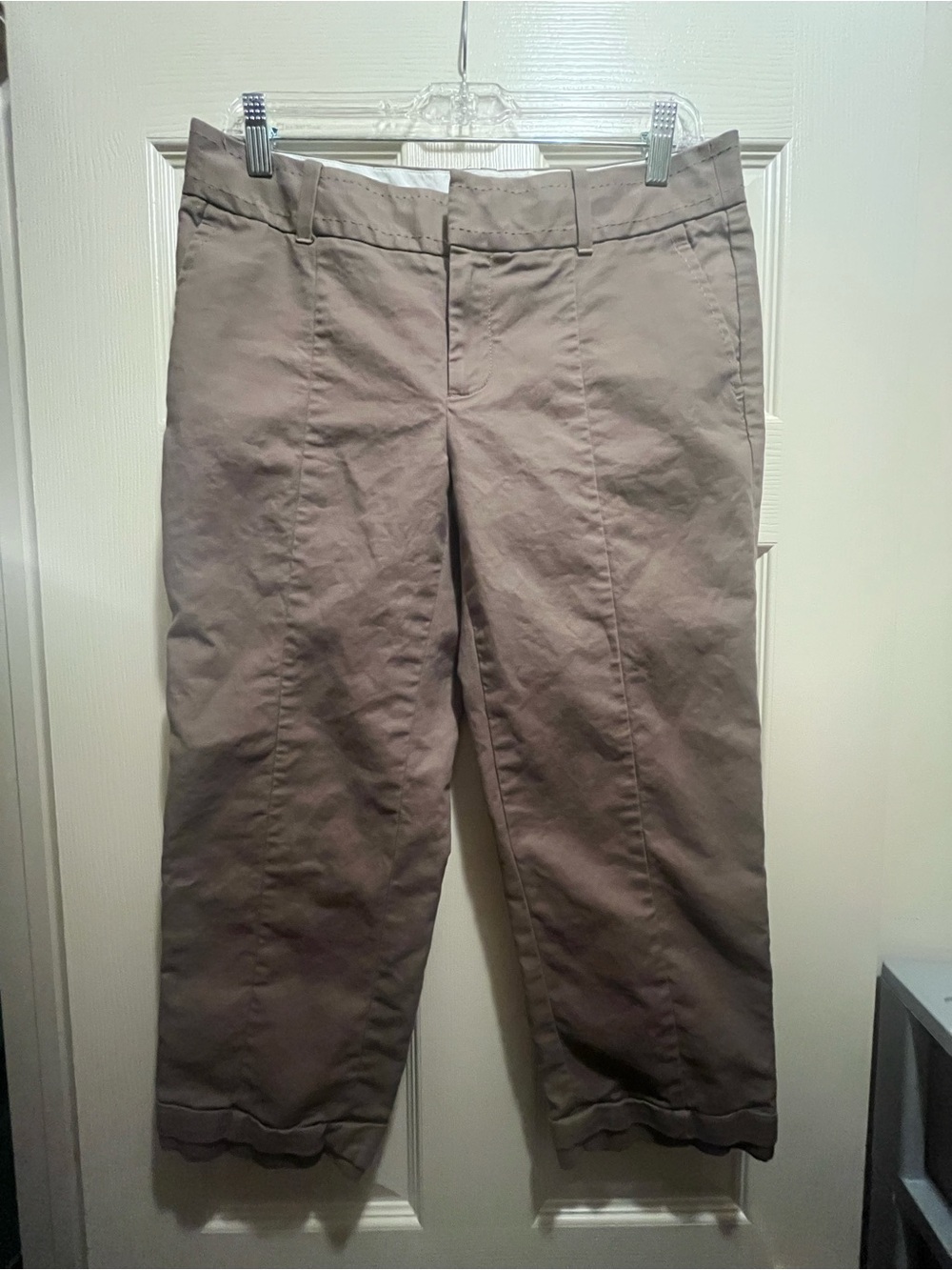 Banana Republic Women’s Brown Solid Dress Capri Flat Front Button/Zip Size 8